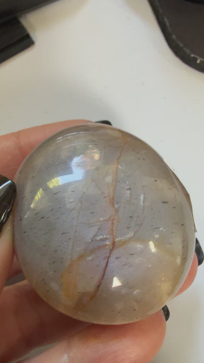 Peach Moonstone Palm Stone