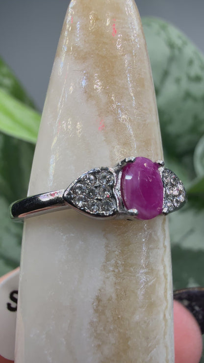 Faceted Ruby Ring Size 8 in 316L Stainless Steel- 4x6mm Oval Gemstone