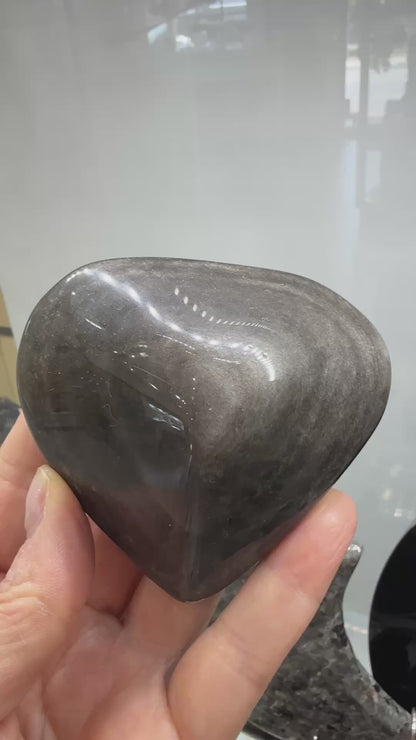 Silver Sheen Obsidian Heart