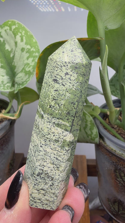 Green Zebra Jasper (Serpentine) Tower
