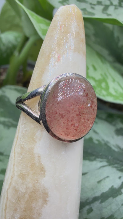 Red Tanzurine® Cabochon Split Shank Ring- Sz. 7 Sterling Silver
