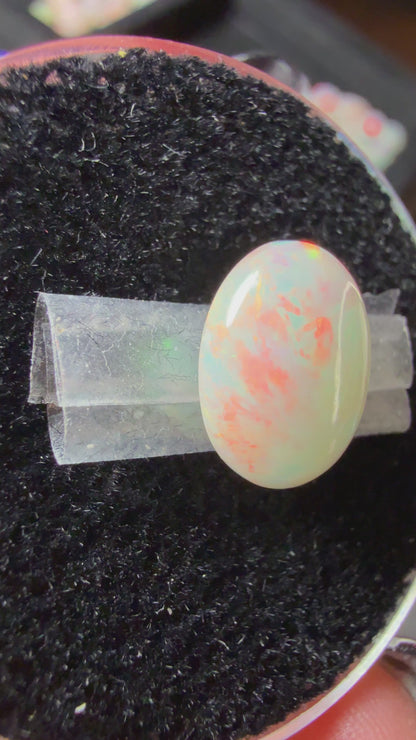 Natural Welo Opal Cabochon 11x9x4mm, 1.85ct- Broadflash/floral, rolling directional