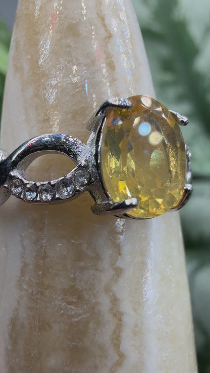 Faceted Citrine Ring Size 7 in 316L Stainless Steel- 6x8mm Oval Gemstone
