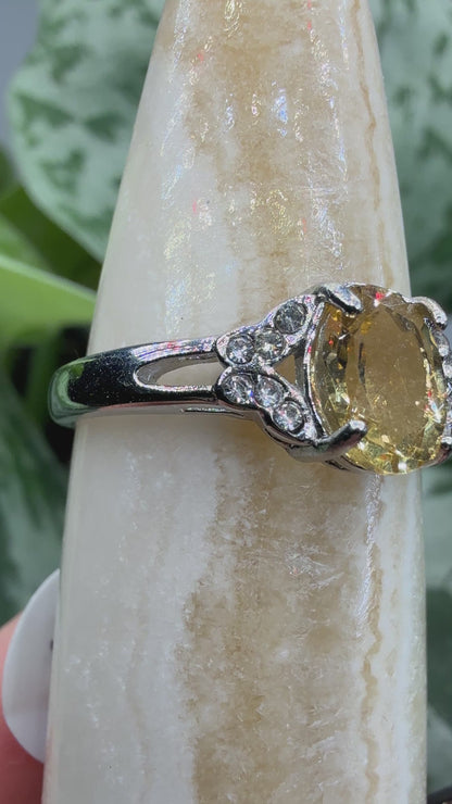 Faceted Citrine Ring Size 7 in 316L Stainless Steel- 6x8mm Oval Gemstone