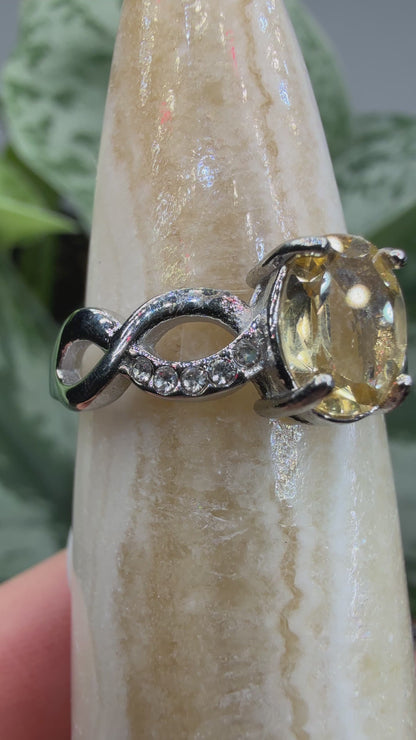 Faceted Citrine Ring Size 8 in 316L Stainless Steel- 6x8mm Oval Gemstone