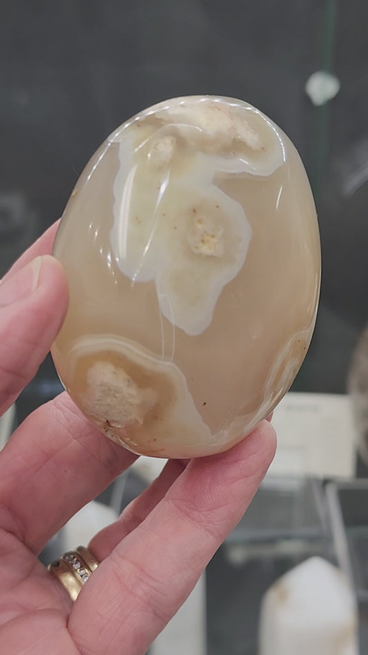 Flower Agate Palm Stone - 2.4"