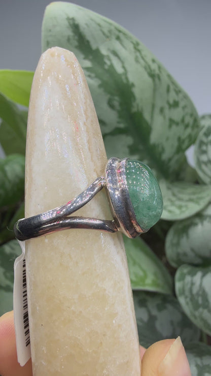 Green Tanzurine® Cabochon Split Shank Ring- Sz. 8 Sterling Silver