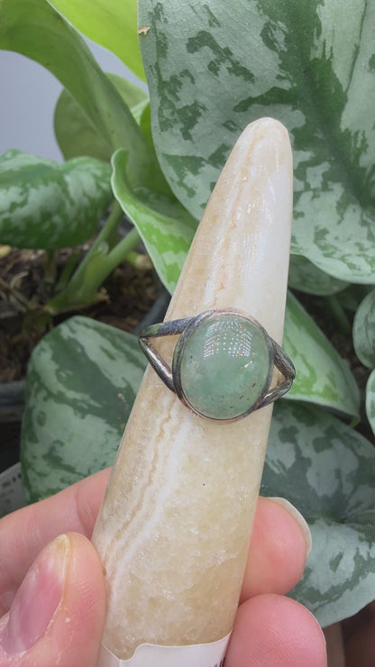 Green Tanzurine® Cabochon Split Shank Ring- Sz. 9 Sterling Silver