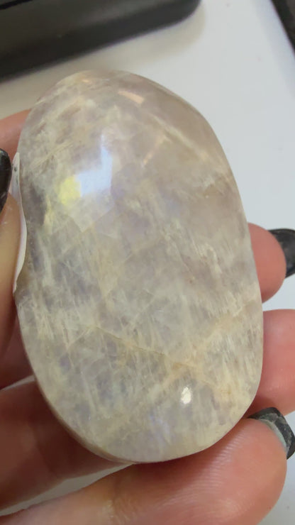 White Moonstone Palm Stone