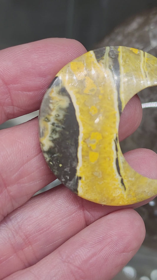 Bumblebee Jasper Moon Carving - 1.5"