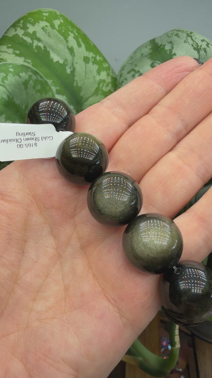 Golden Sheen Obsidian Bracelet- 18mm- 7 inches