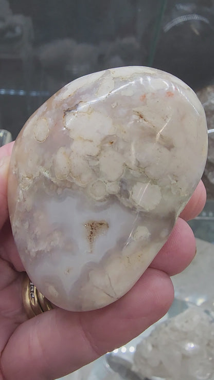 Flower Agate Palm Stone - 2.4"
