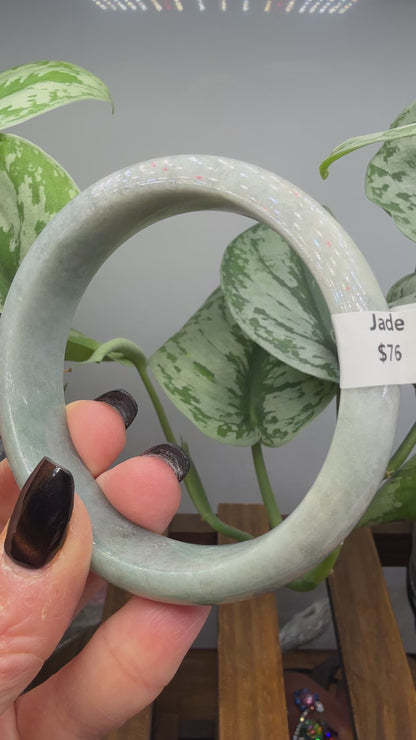 Burmese Jade Bangle – 14mm Wide – 63mm Diameter (Medium Plus)