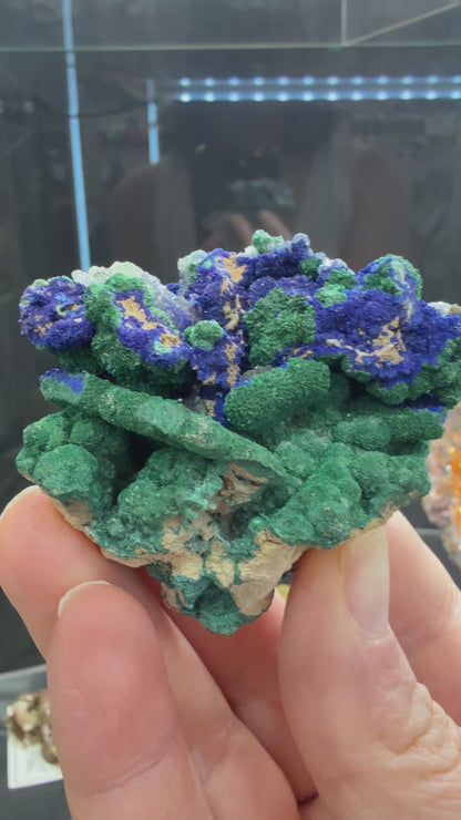 Azurite, Malachite ps Selenite, Calcite- Apex Mine, Jarvis Peak, Beaver Dam Mountains, Washington County, Utah, USA