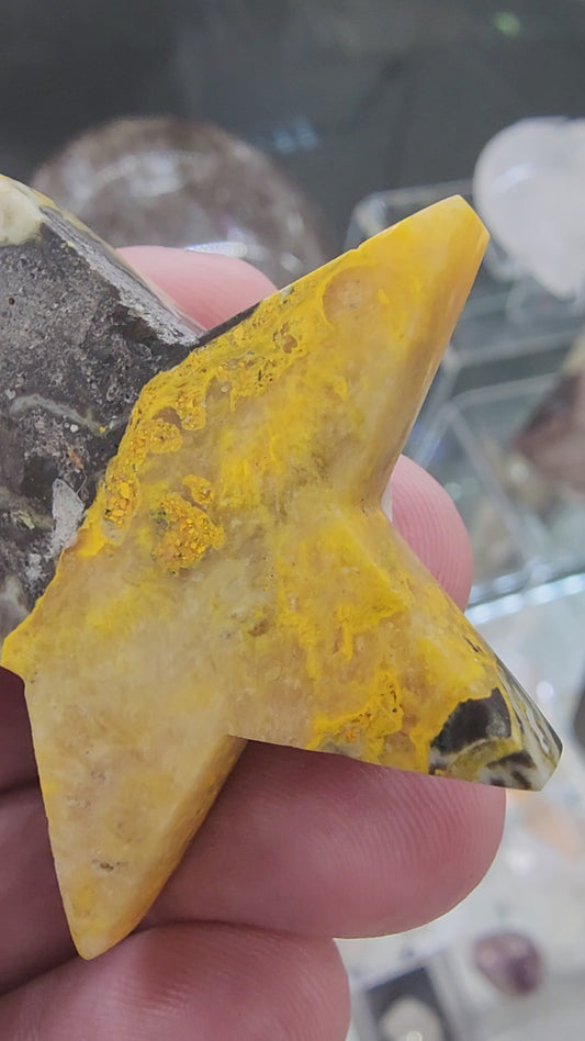 Bumblebee Jasper Star Carving - 1.6"