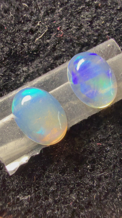 Matched Pair Natural Welo Opal Cabochon 7x5x3mm, 1.13ct total- Broadflash