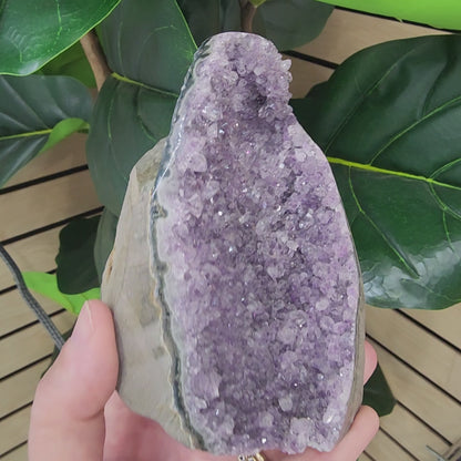 Amethyst Druzy Cut Base - 4.2 inches