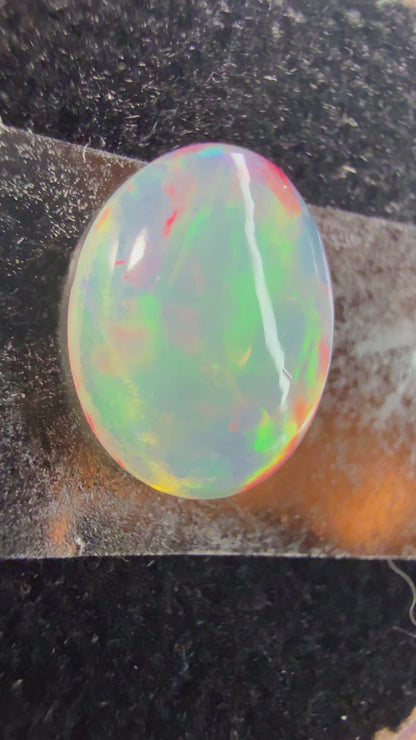 Natural Welo Opal Cabochon 11x9x4mm, 2.245ct- Broadflash, reds!