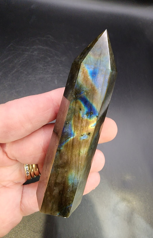 Labradorite Tower/Point with Multi Color Flash- 3.6" inches