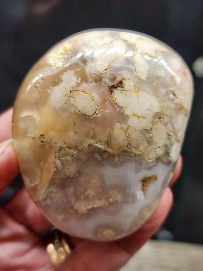 Flower Agate Palm Stone - 2.4"