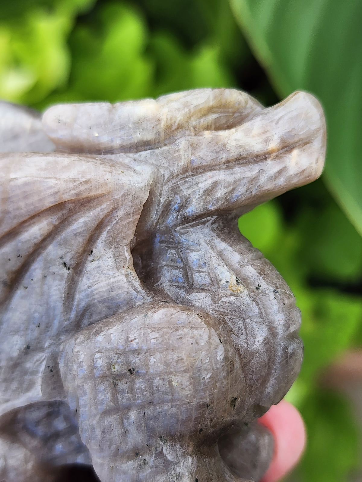 Peach Moonstone Dragon Carving - 4.1 inches