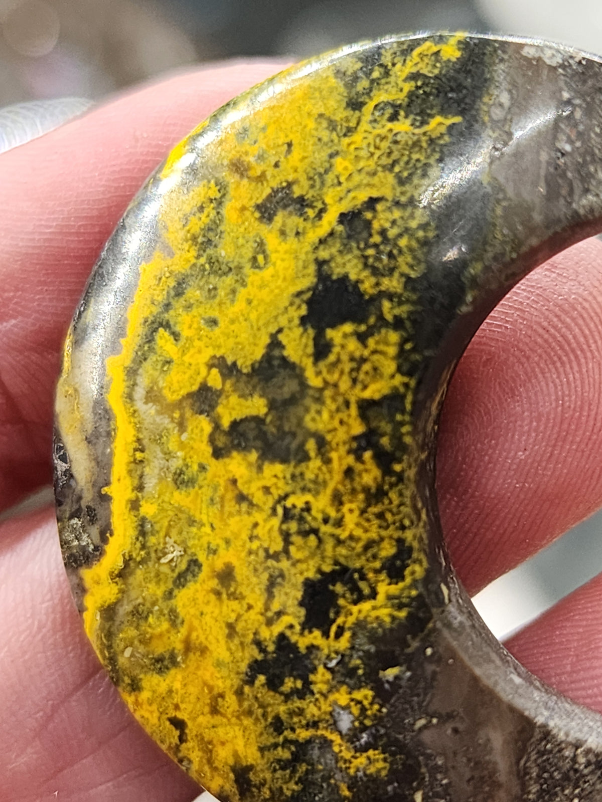 Bumblebee Jasper Moon Carving - 1.5"