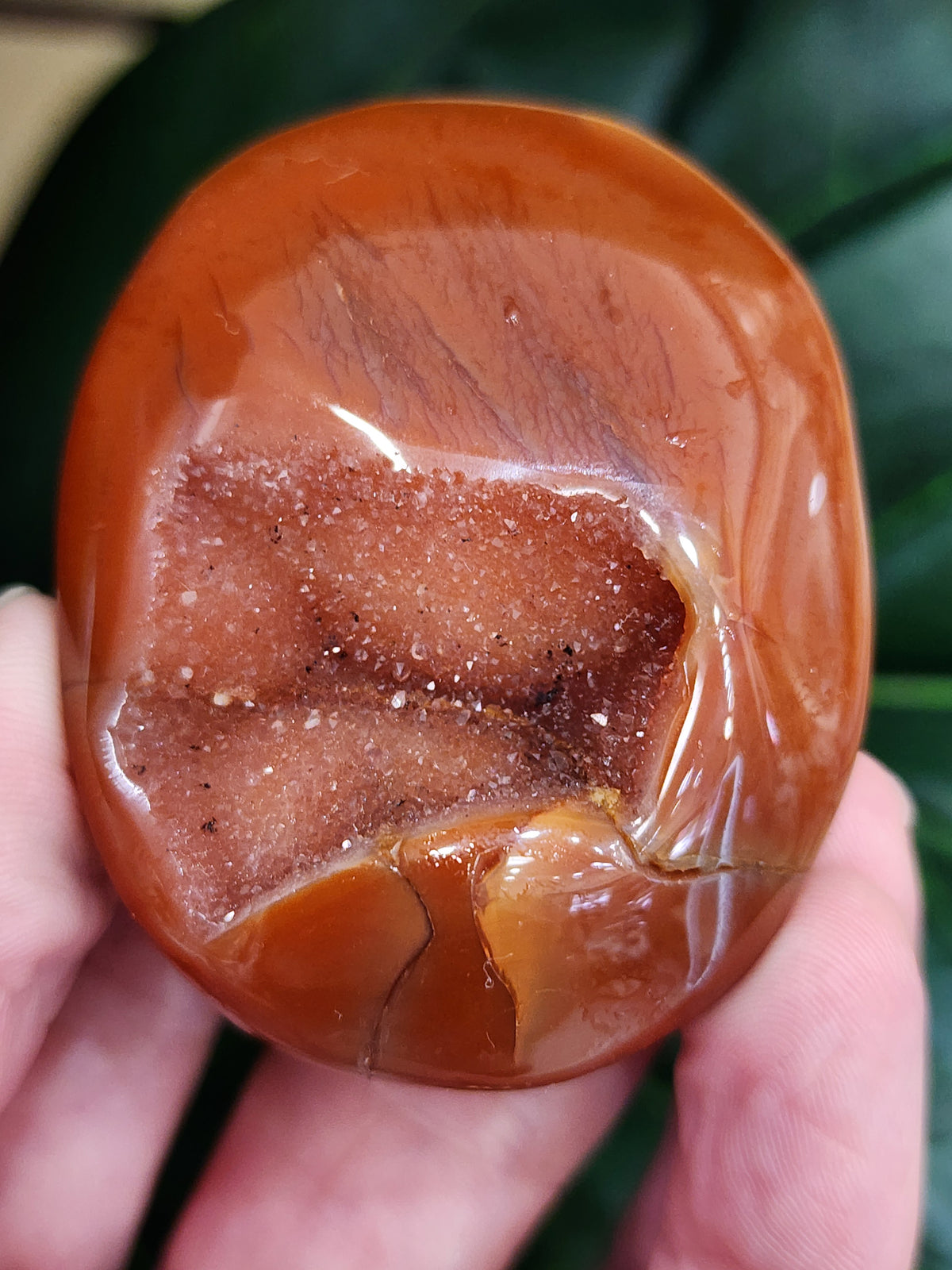 Druzy Carnelian Palm Stone