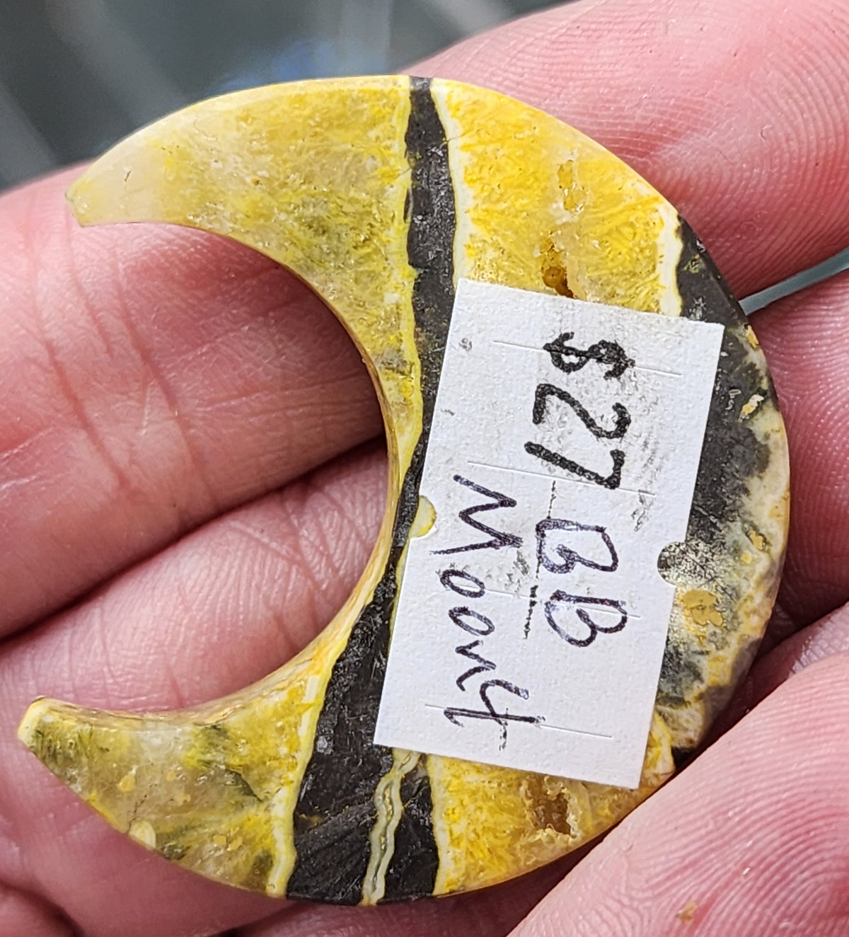 Bumblebee Jasper Moon Carving - 1.5"