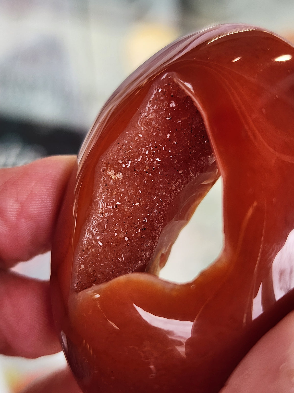Druzy Carnelian Palm Stone