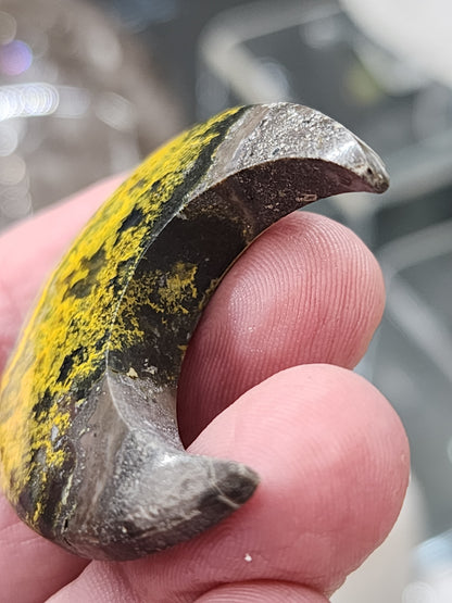 Bumblebee Jasper Moon Carving - 1.5"