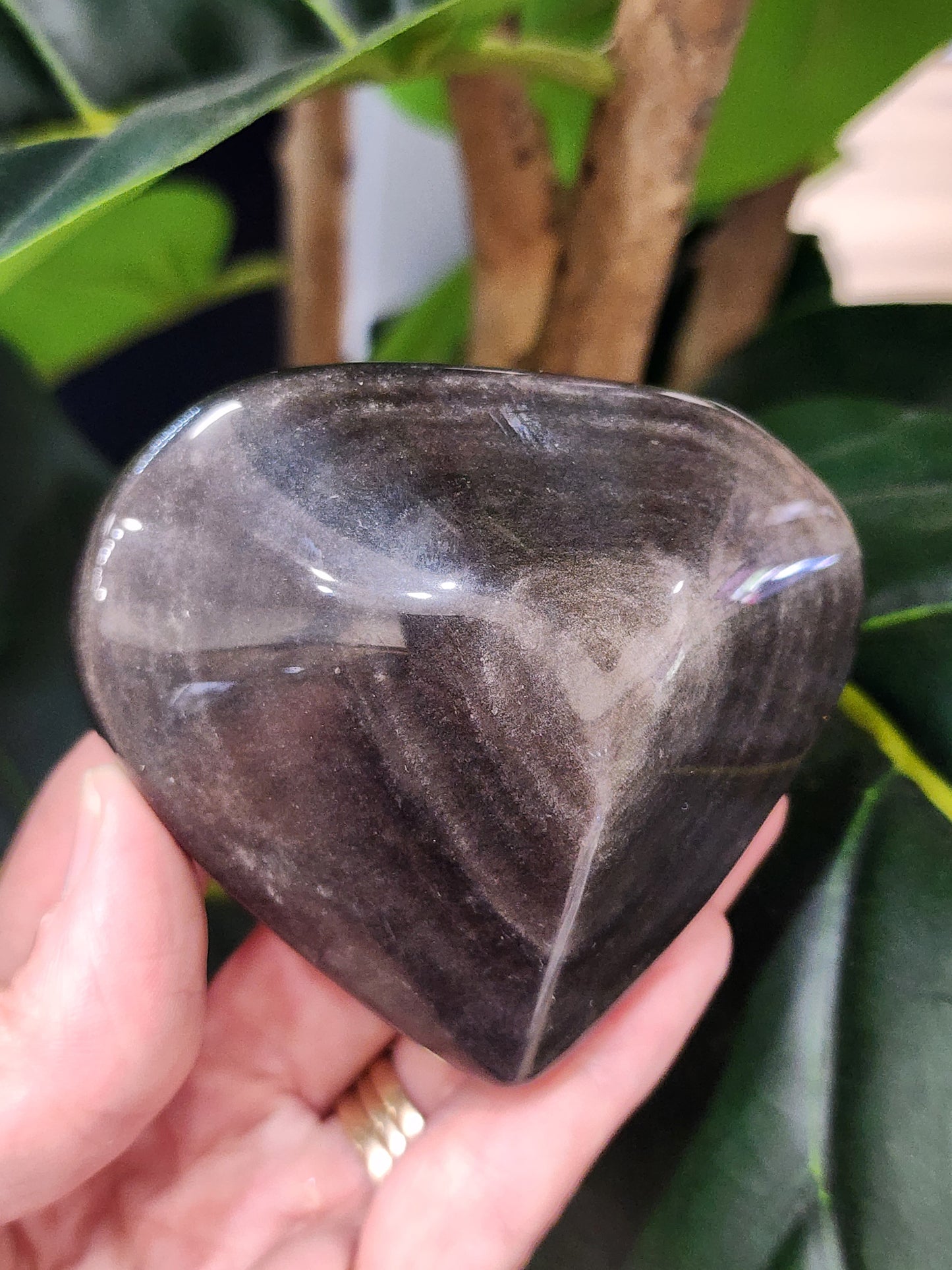 Silver Sheen Obsidian Heart