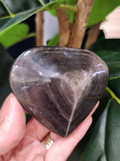 Silver Sheen Obsidian Heart
