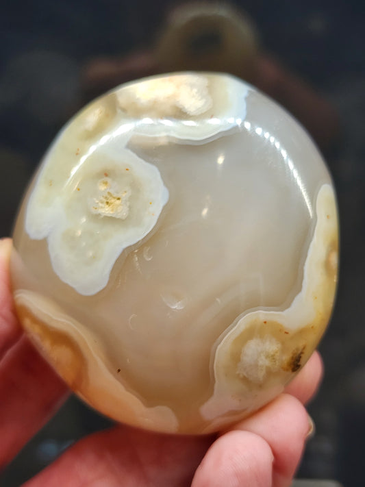 Flower Agate Palm Stone - 2.4"