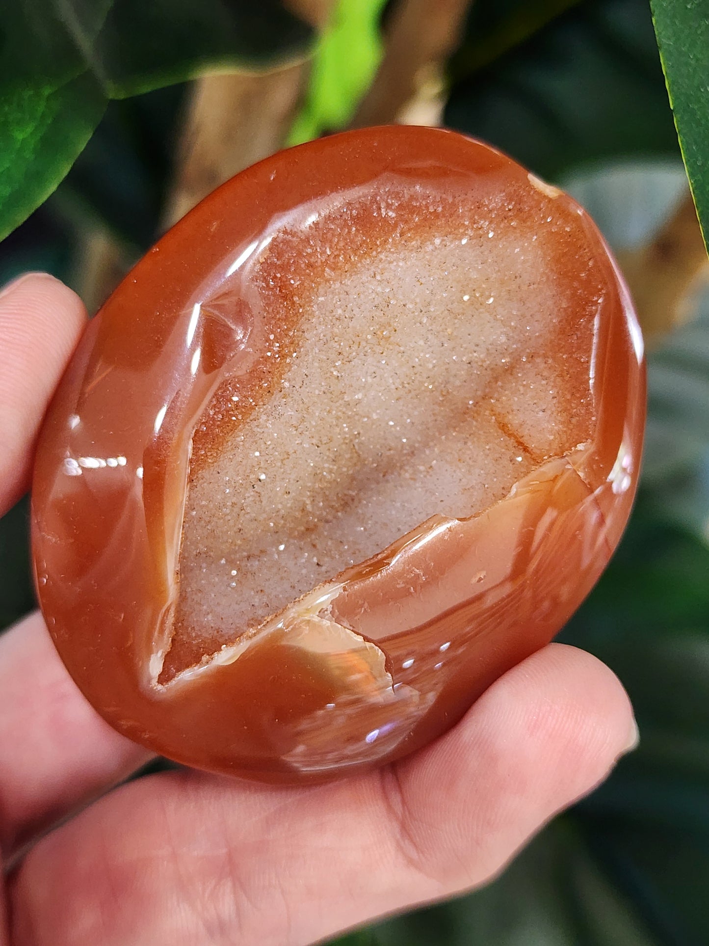 Druzy Carnelian Palm Stone