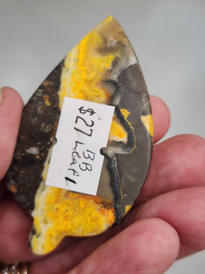 Bumblebee Jasper Leaf Carving - 2.25"