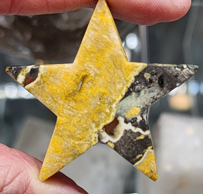 Bumblebee Jasper Star Carving - 1.6"
