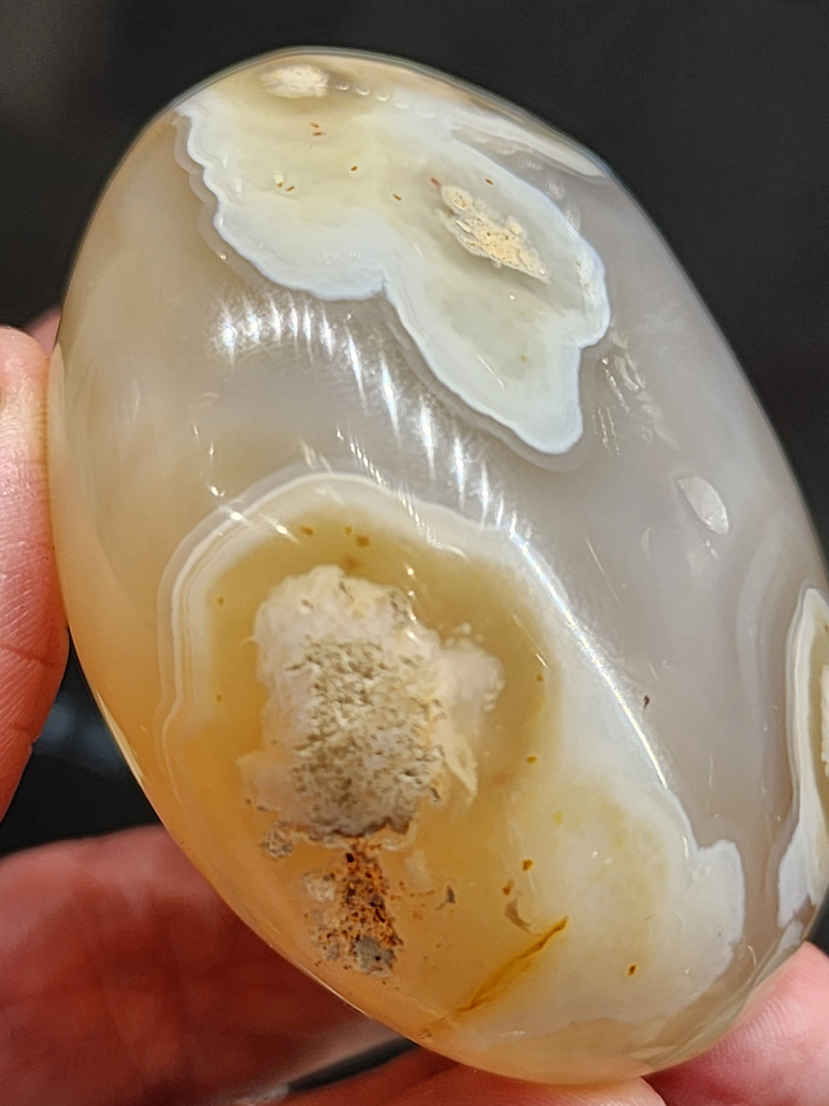 Flower Agate Palm Stone - 2.4"