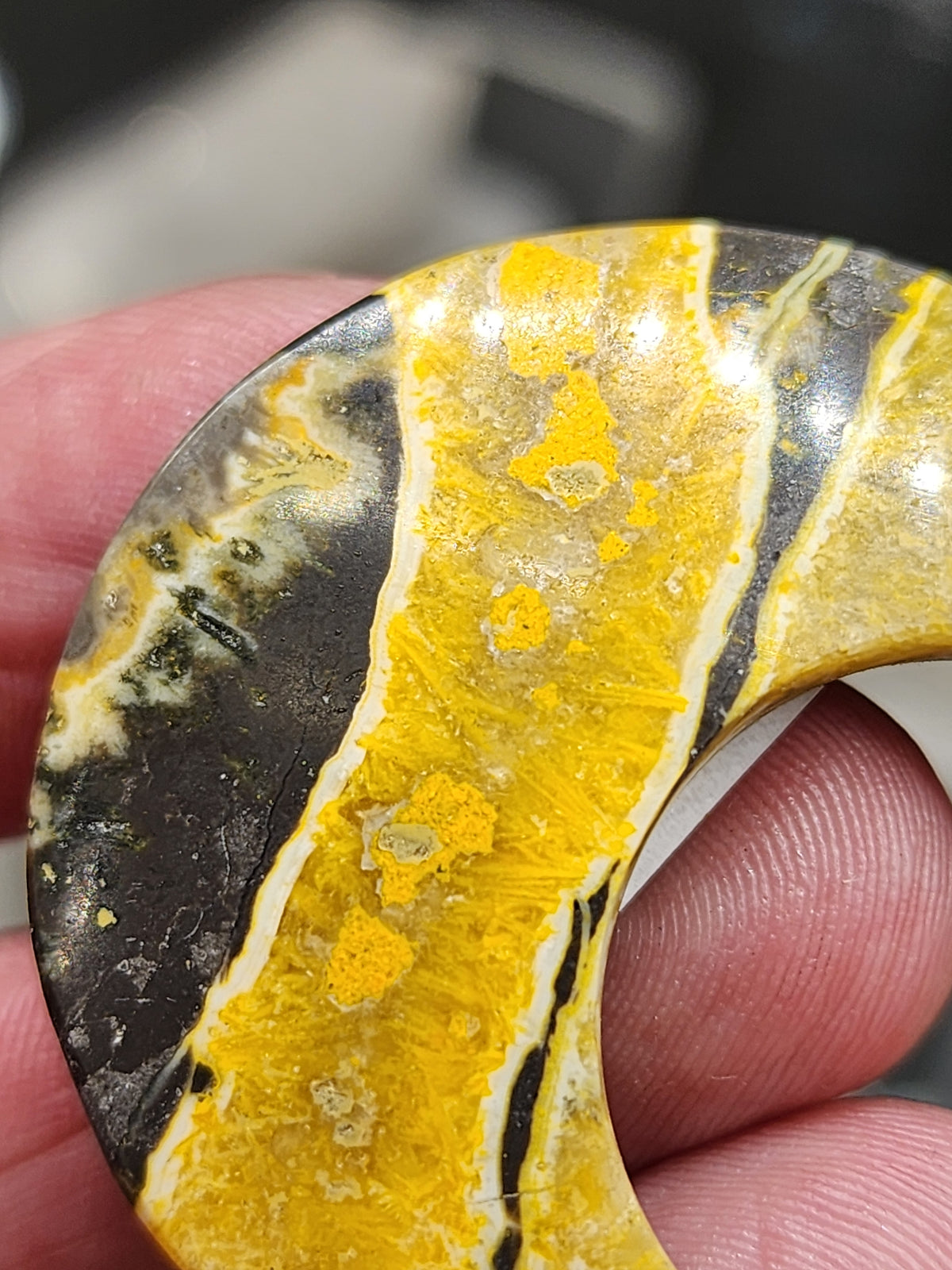 Bumblebee Jasper Moon Carving - 1.5"