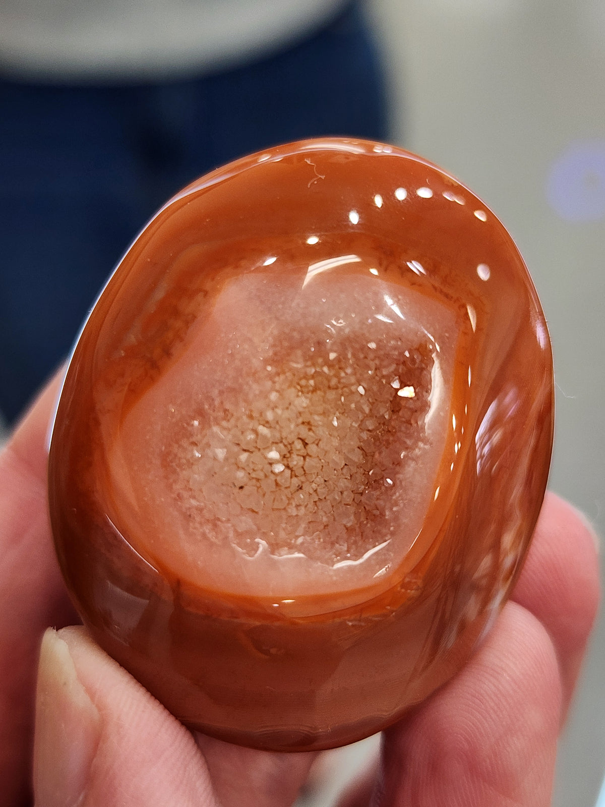 Druzy Carnelian Palm Stone