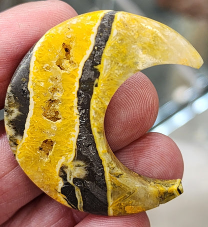 Bumblebee Jasper Moon Carving - 1.5"