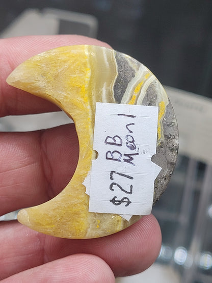 Bumblebee Jasper Moon Carving - 1.5"