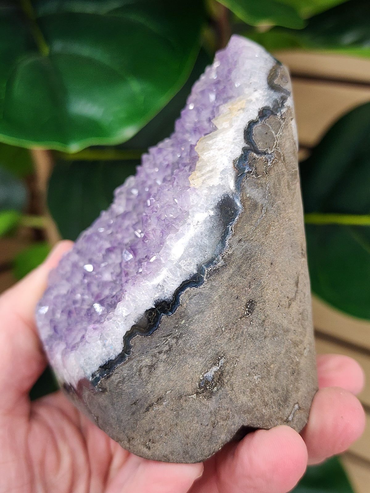 Amethyst Druzy Cut Base - 3.6 inches