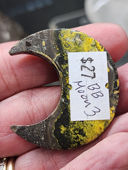 Bumblebee Jasper Moon Carving - 1.5"