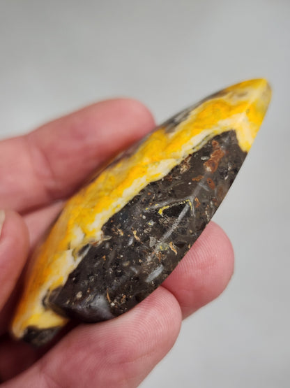 Bumblebee Jasper Leaf Carving - 2.25"