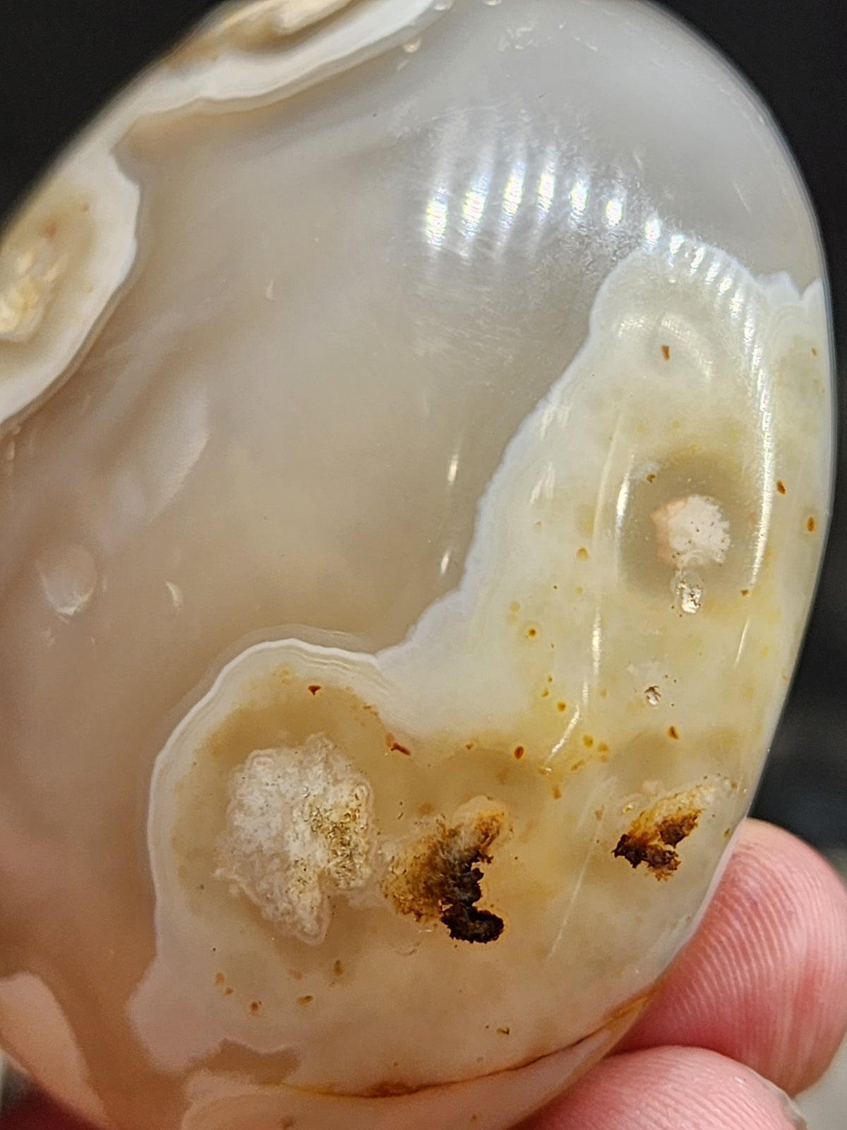 Flower Agate Palm Stone - 2.4"