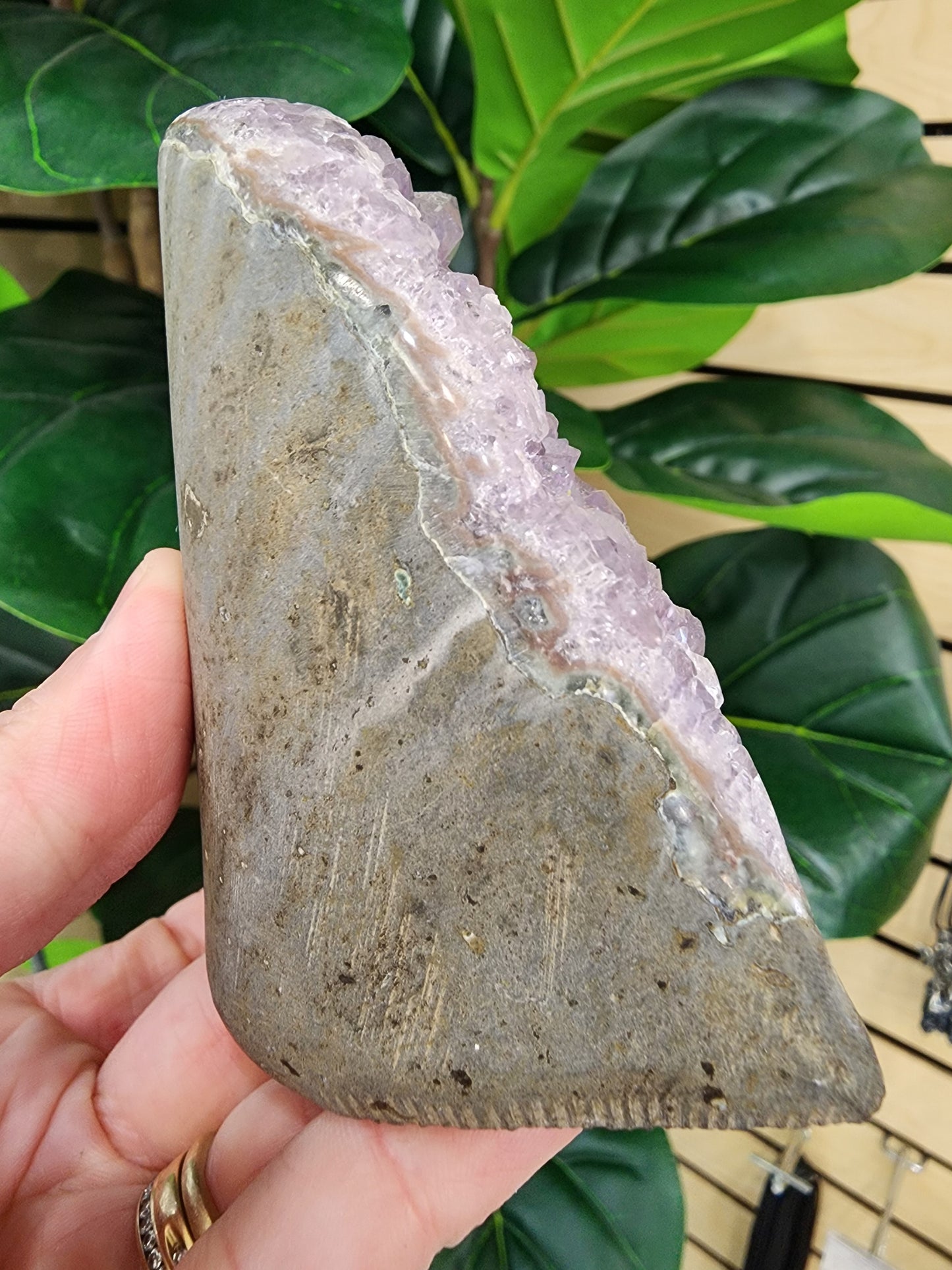 Amethyst Druzy Cut Base - 3.7 inches