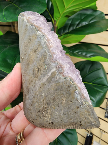 Amethyst Druzy Cut Base - 3.7 inches