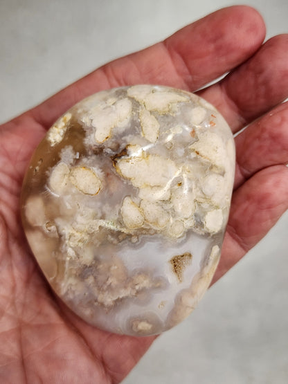 Flower Agate Palm Stone - 2.4"