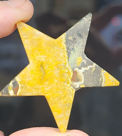 Bumblebee Jasper Star Carving - 1.6"