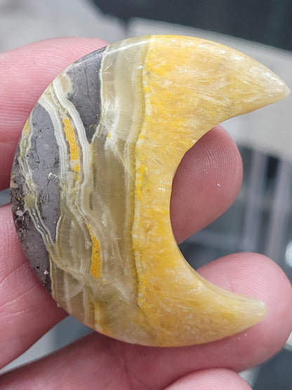 Bumblebee Jasper Moon Carving - 1.5"